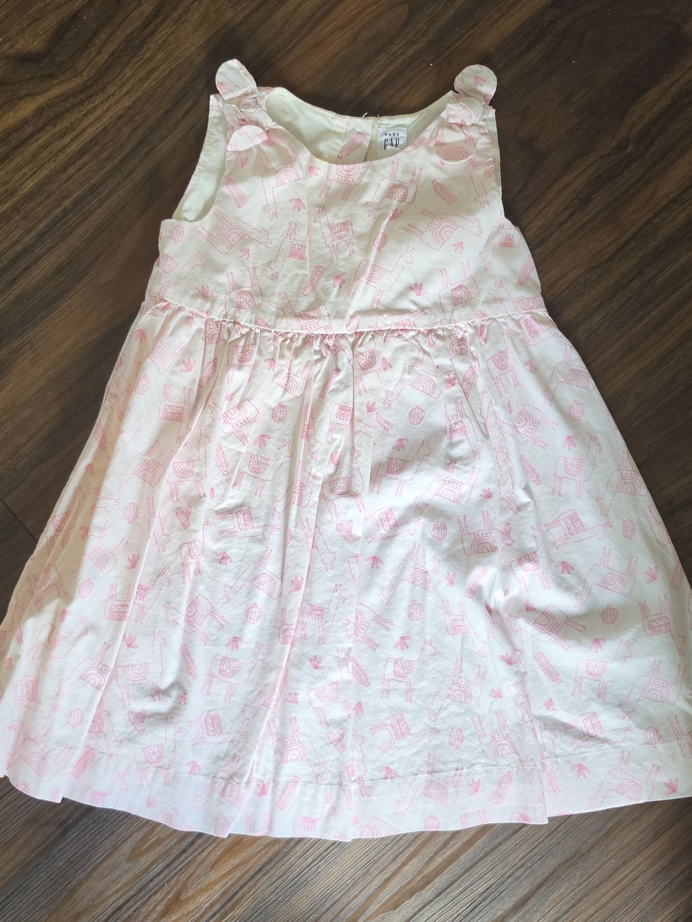 Girls' Pink Printed Cotton Sundress